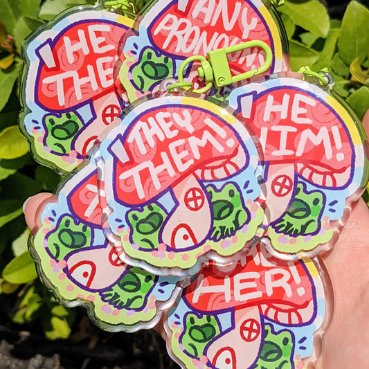 Mushroom Pronoun Keychains