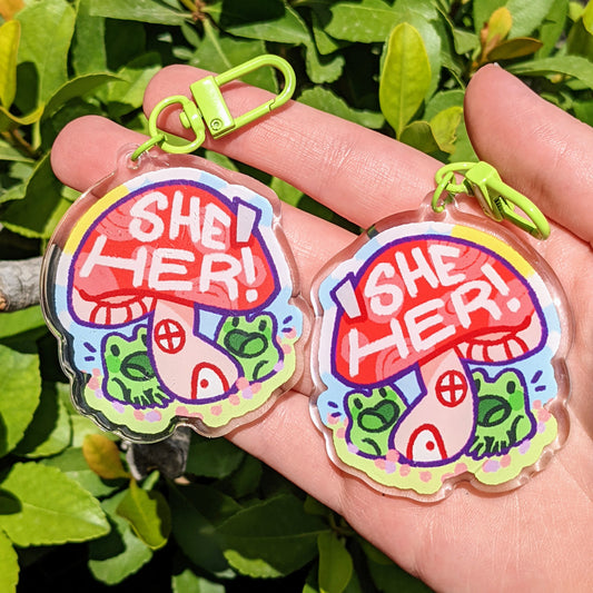 Mushroom Pronoun Keychains