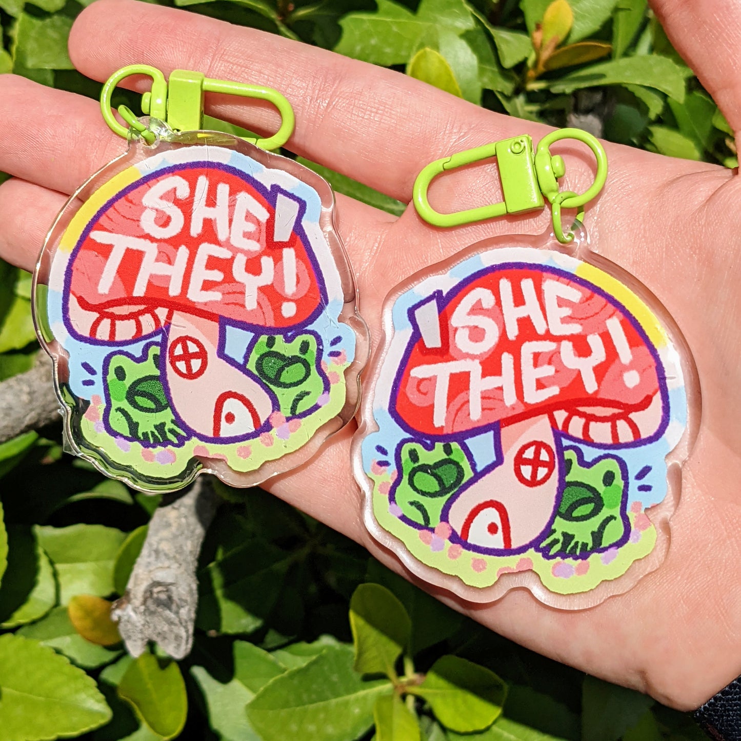 Mushroom Pronoun Keychains
