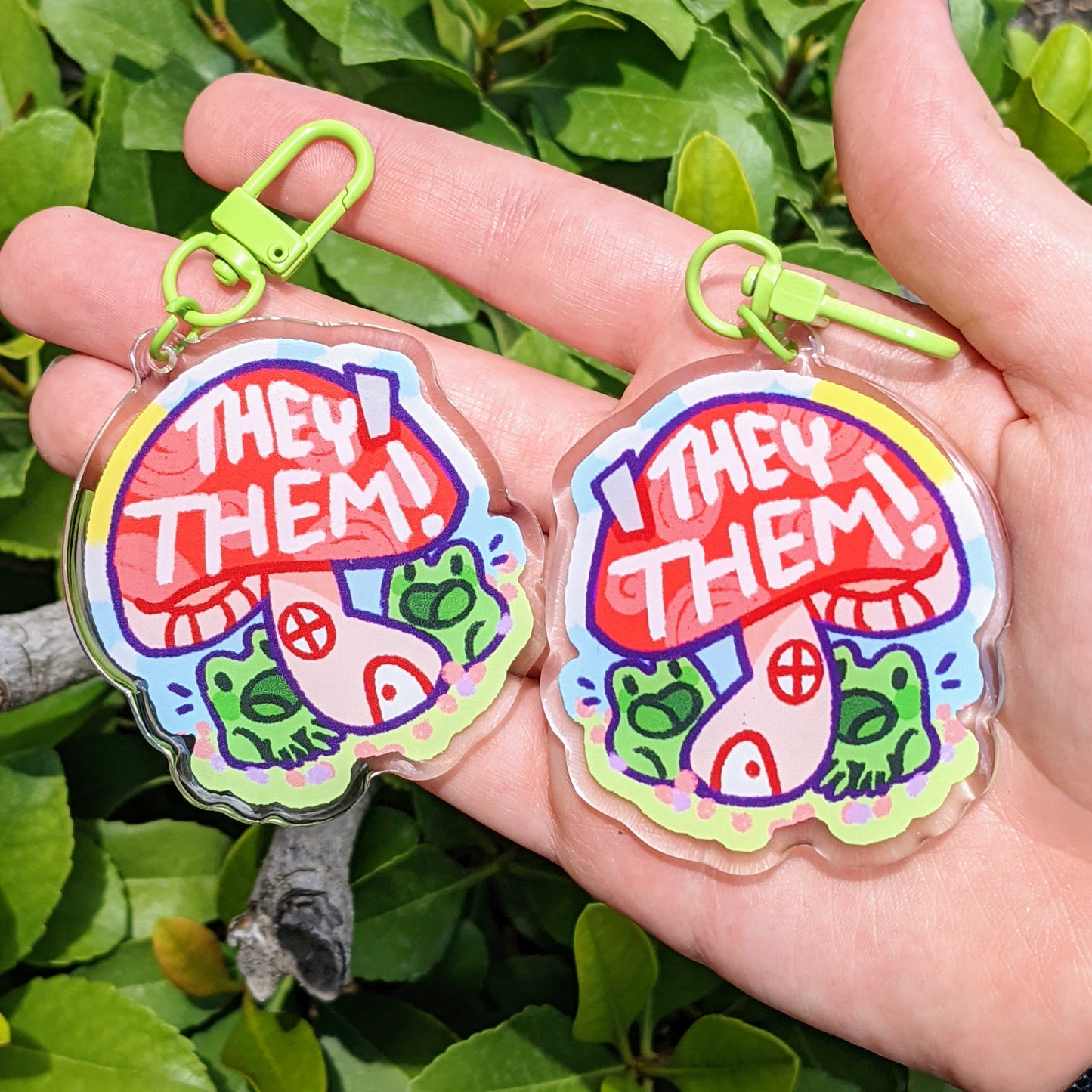 Mushroom Pronoun Keychains