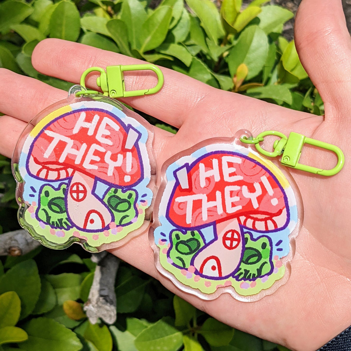 Mushroom Pronoun Keychains
