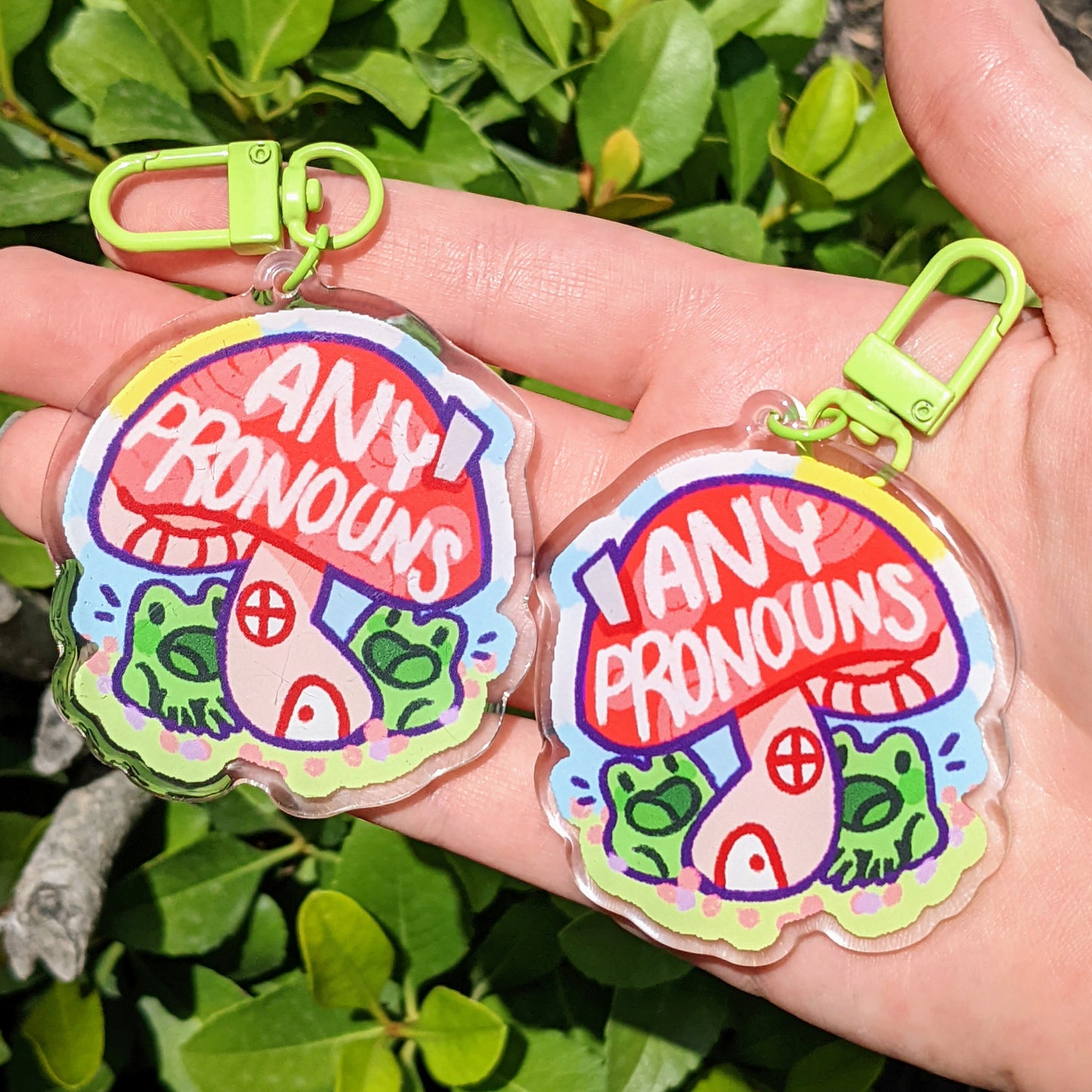 Mushroom Pronoun Keychains