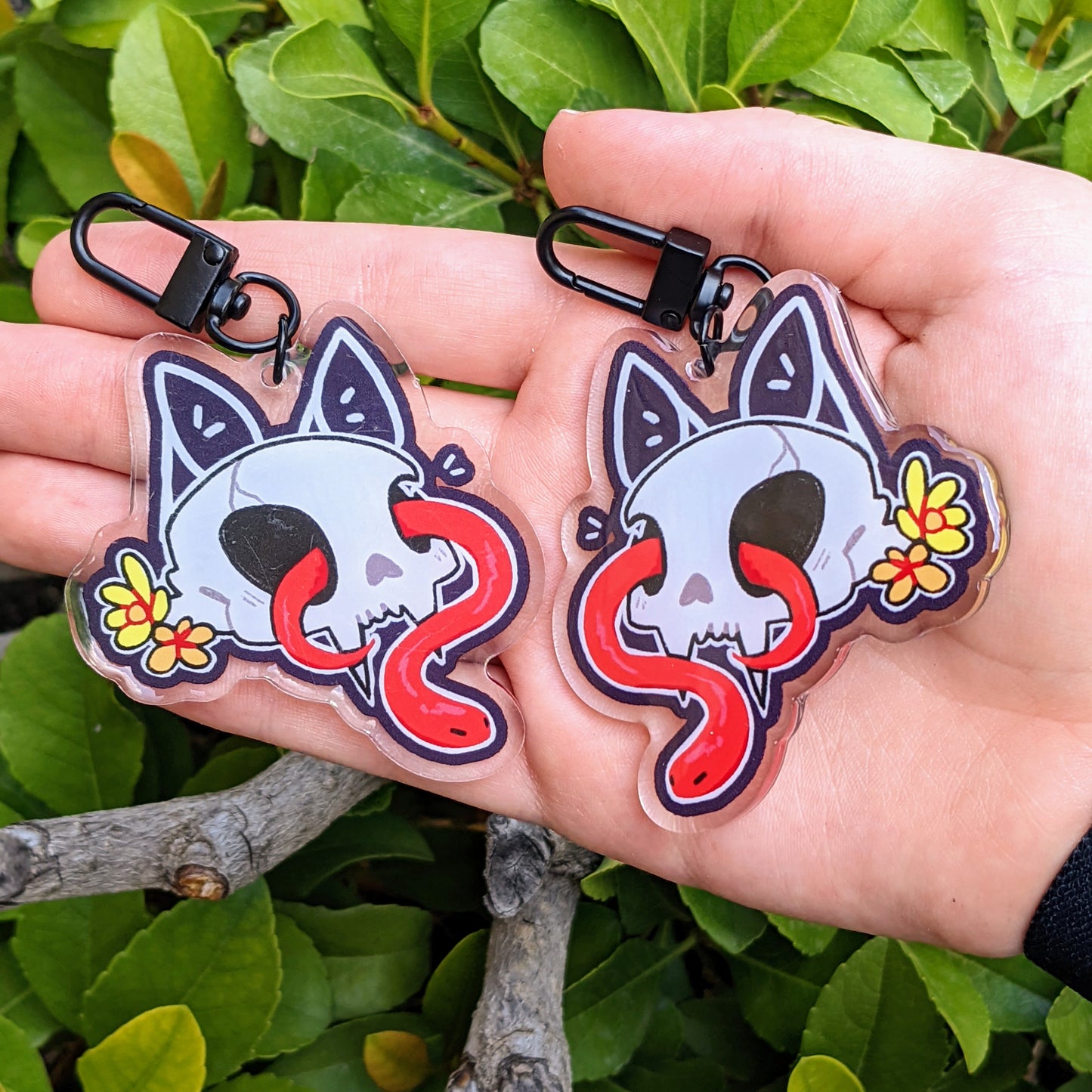 Snakes in Skulls Keychains