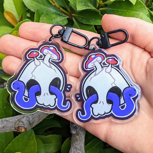 Snakes in Skulls Keychains