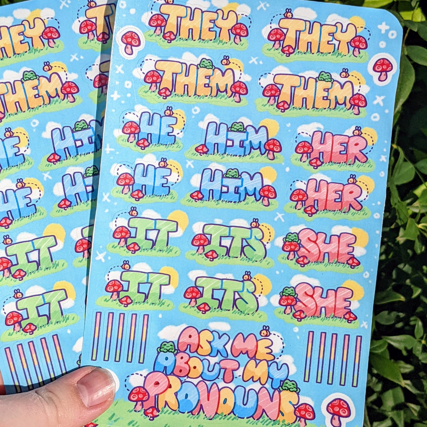 Pronoun Cottagecore Sticker Sheet