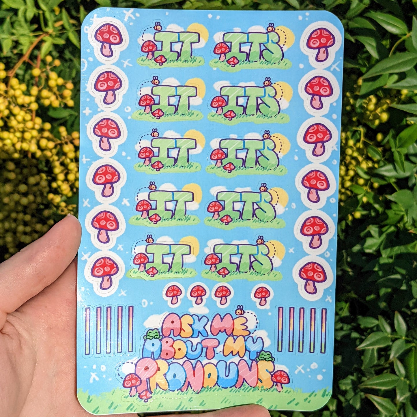 Pronoun Cottagecore Sticker Sheet