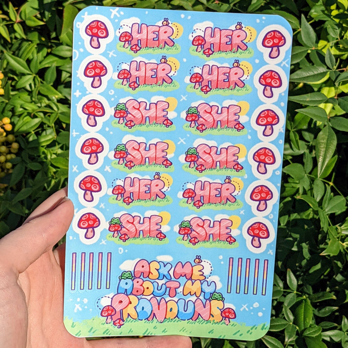 Pronoun Cottagecore Sticker Sheet