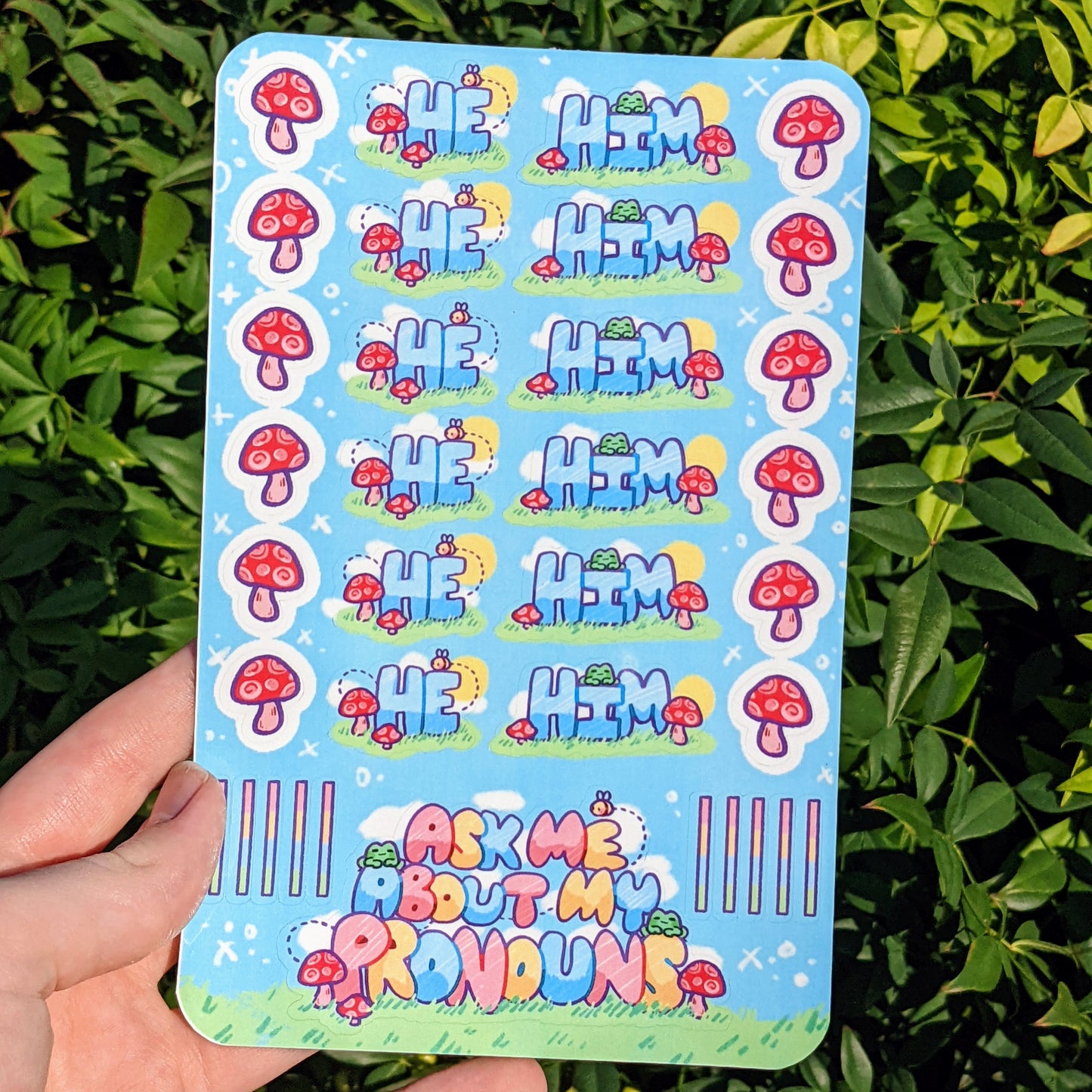 Pronoun Cottagecore Sticker Sheet
