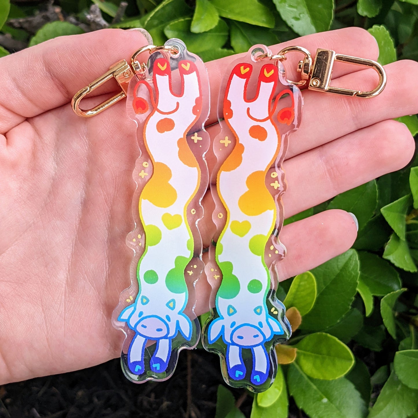 Rainbow Long Cow Keychain