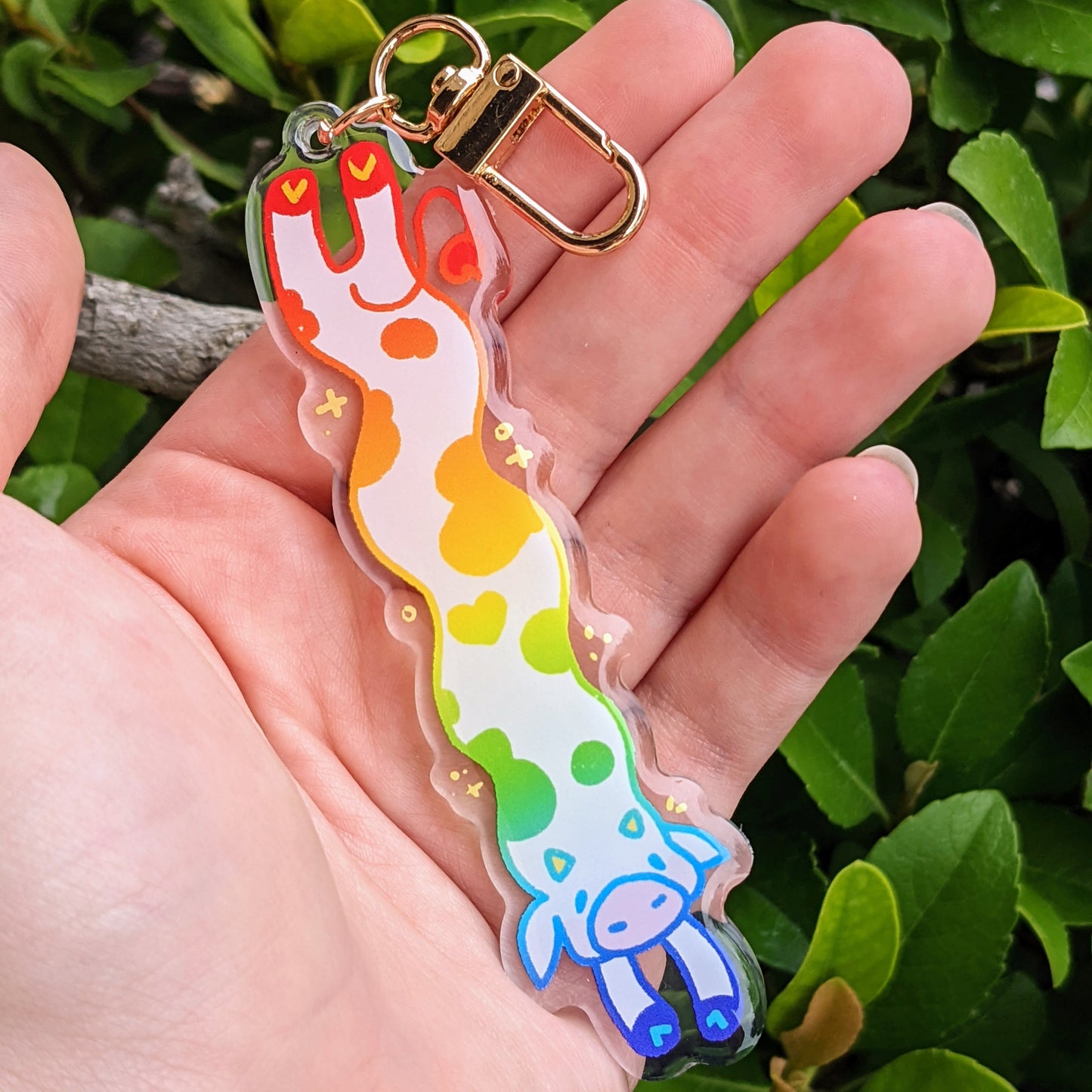 Rainbow Long Cow Keychain
