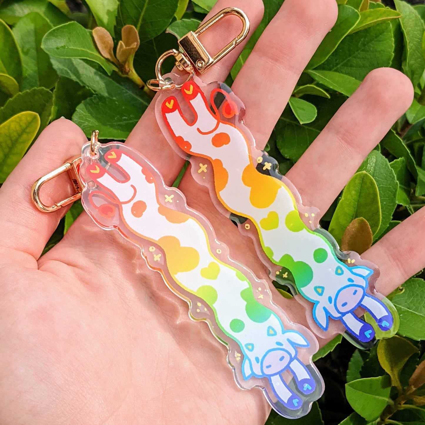 Rainbow Long Cow Keychain
