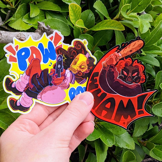 Gas Mask Girls Stickers - Pow/Wham