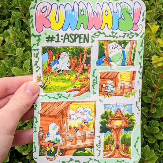 V1 Runaway Ghosts Comic Sticker Sheet: Aspen