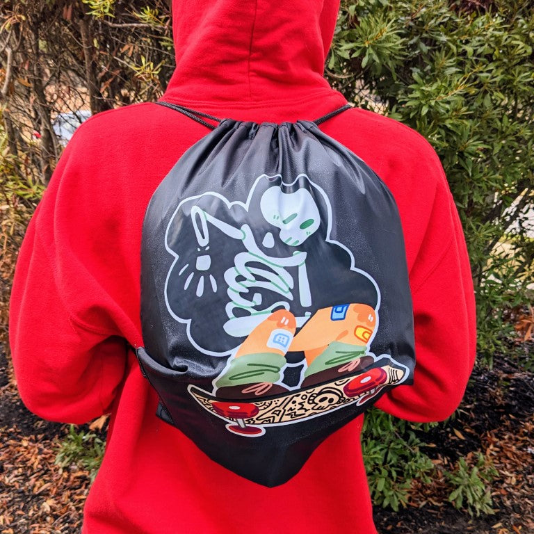 Skeleton Ghost Skater Drawstring Bag