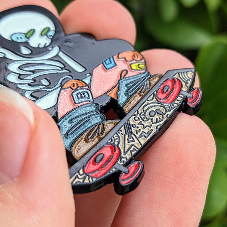 Skeleton Ghost Skater Enamel Pin