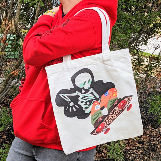 Skeleton Ghost Skater Tote Bag