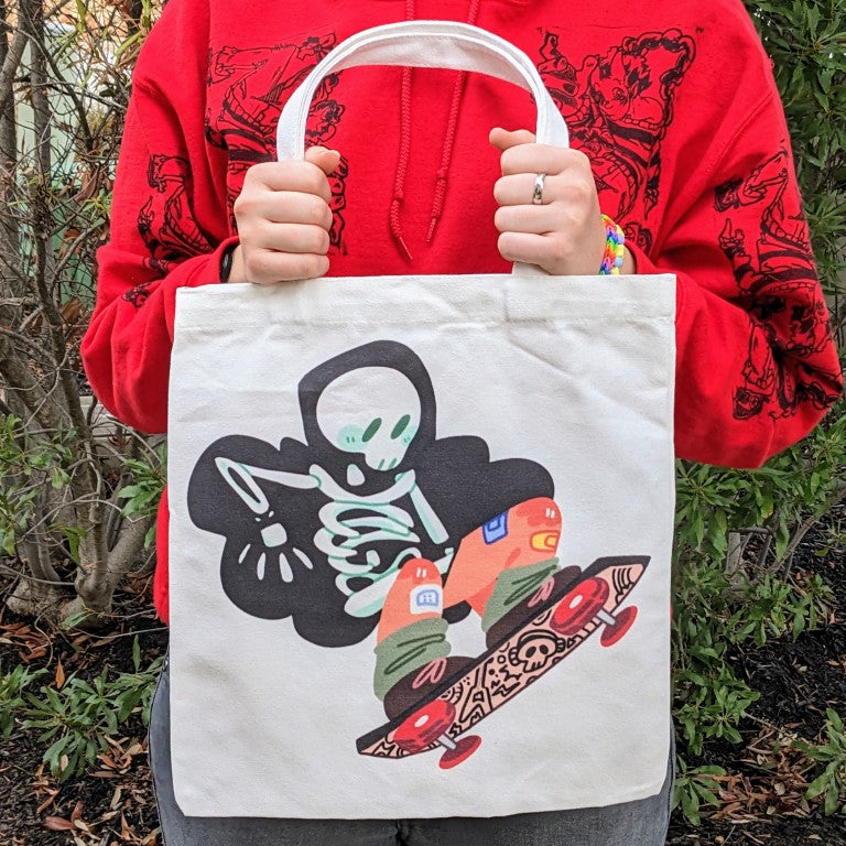 Skeleton Ghost Skater Tote Bag