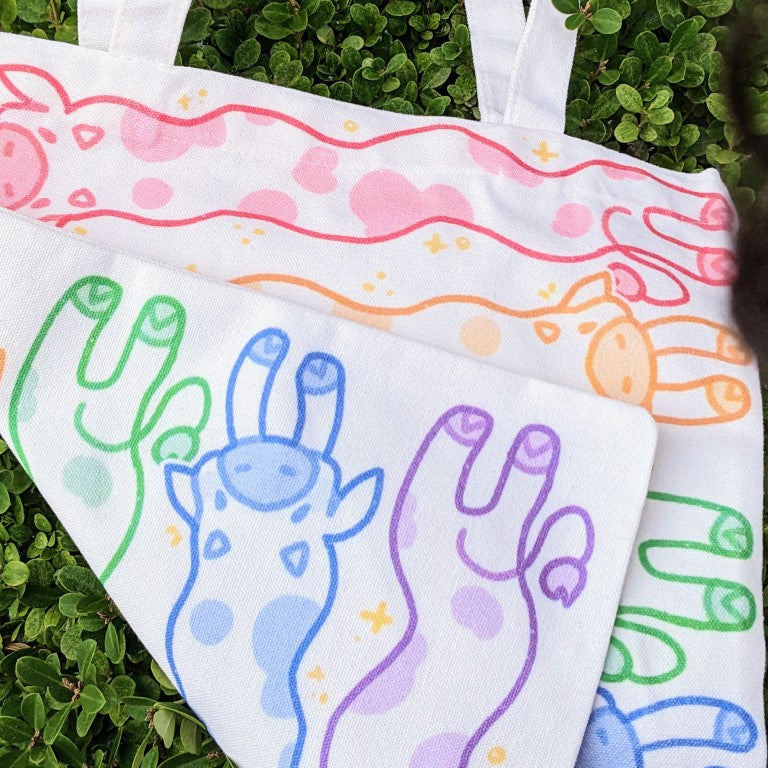 Rainbow Wiggly Cows Tote Bag