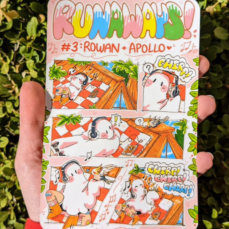 V3 Runaway Ghosts Comic Sticker Sheet: Rowan + Apollo