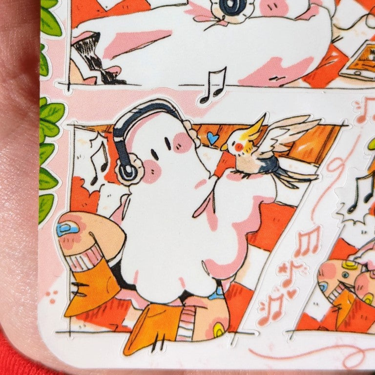 V3 Runaway Ghosts Comic Sticker Sheet: Rowan + Apollo