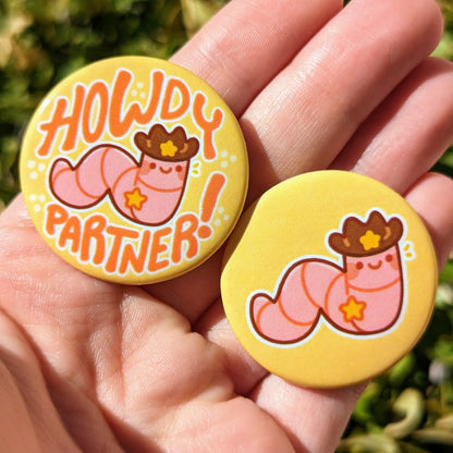 Cowboy Worm Buttons 1.5"