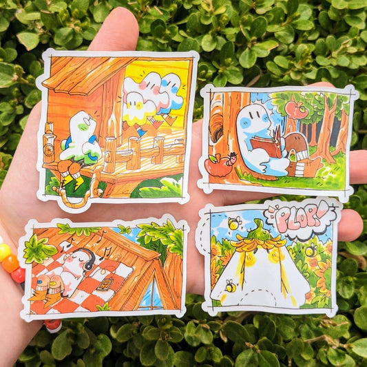 Runaway Ghosts Comic Panel Stickers