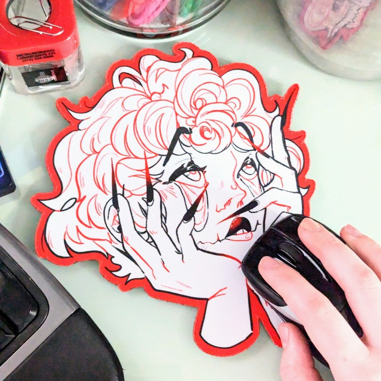 Droopy Eye Girl Mouse Pad