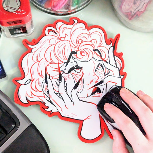 Droopy Eye Girl Mouse Pad