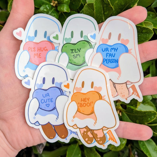 Candy Heart Ghost Stickers!