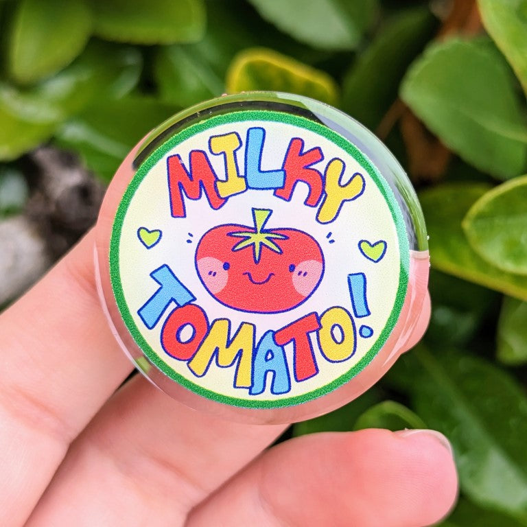Milky Tomato Logo Acrylic Pin 1.5"