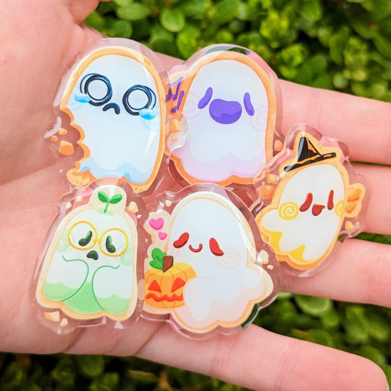 Bookies: Ghost Cookie Acrylic Pins 1.5"