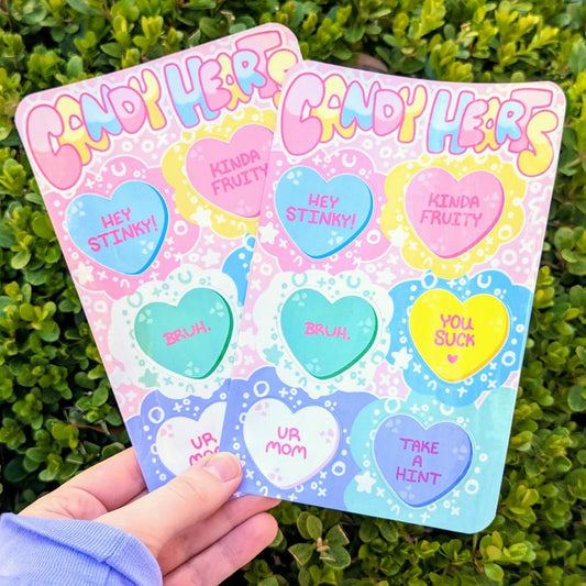 Candy Hearts Sticker Sheet