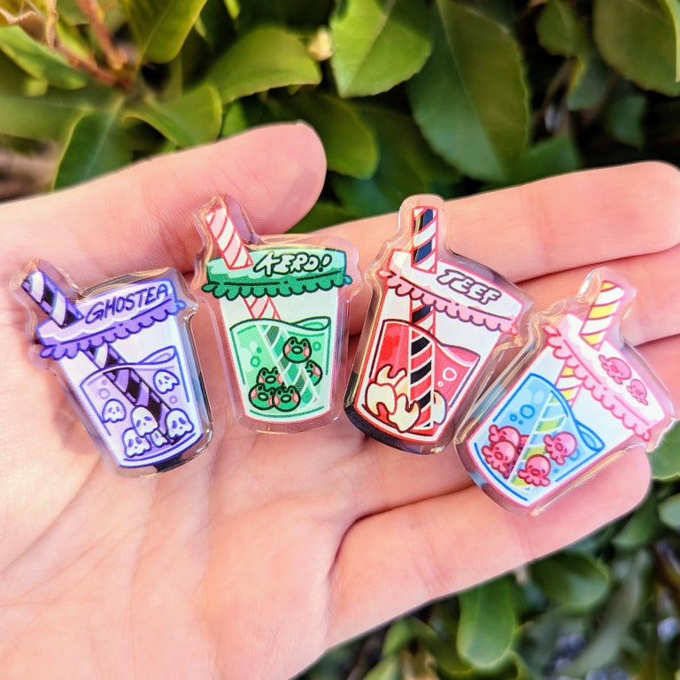 Cute Boba Cup Acrylic Pins