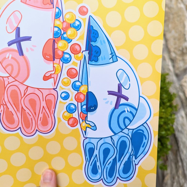 Split Gum Ball Clown Duo Print