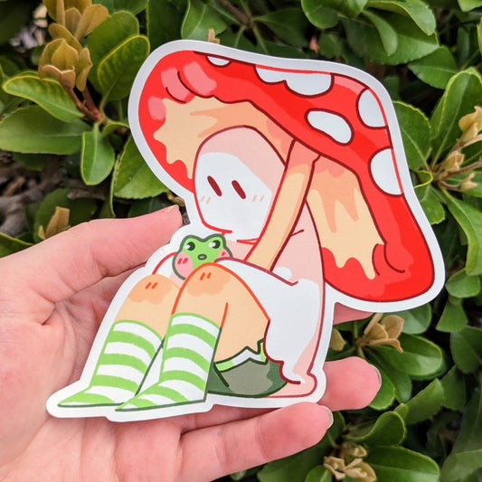 Red Mushroom Ghost Static Cling