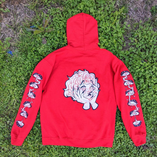 Red Droopy Eye Girl Hoodie - BACK IMAGE