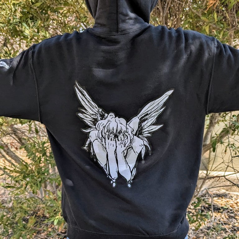 Black Fallen Angel Hoodie - BACK IMAGE