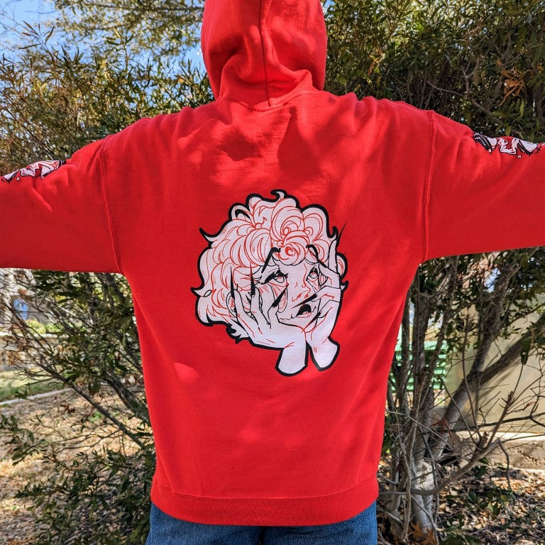 Red Droopy Eye Girl Hoodie