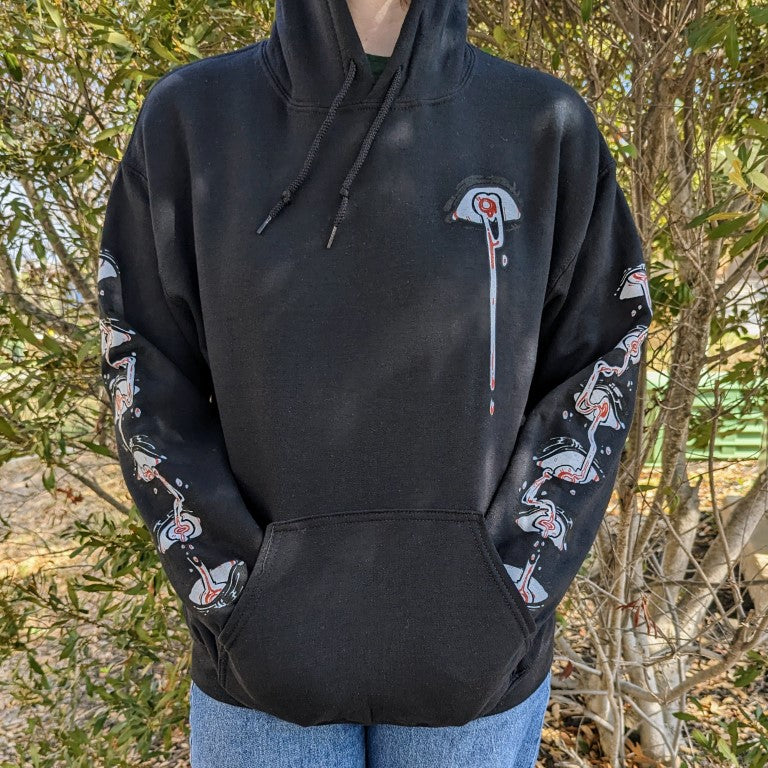 Black Droopy Eye Girl Hoodie - BACK IMAGE