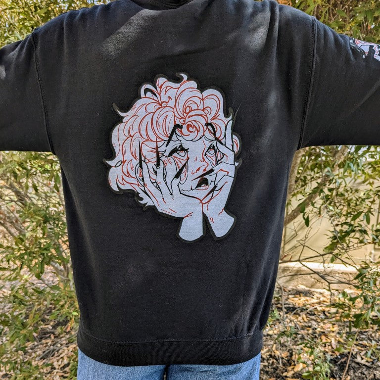 Black Droopy Eye Girl Hoodie - BACK IMAGE