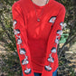 Long-Sleeved Red Droopy Eye Girl T-Shirt - BACK IMAGE