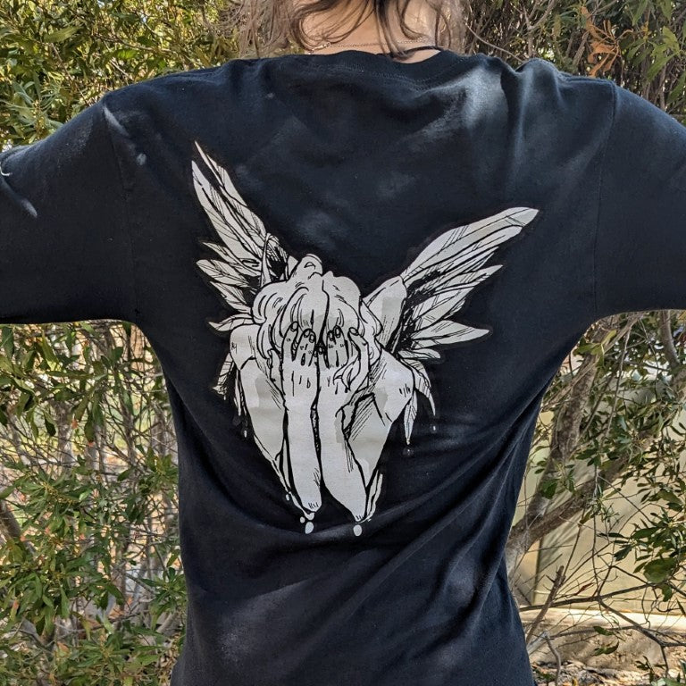 Long-Sleeved Black Fallen Angel T-Shirt - BACK IMAGE