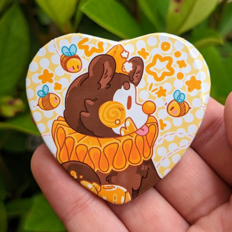 Clown Bear Large Heart Buttons