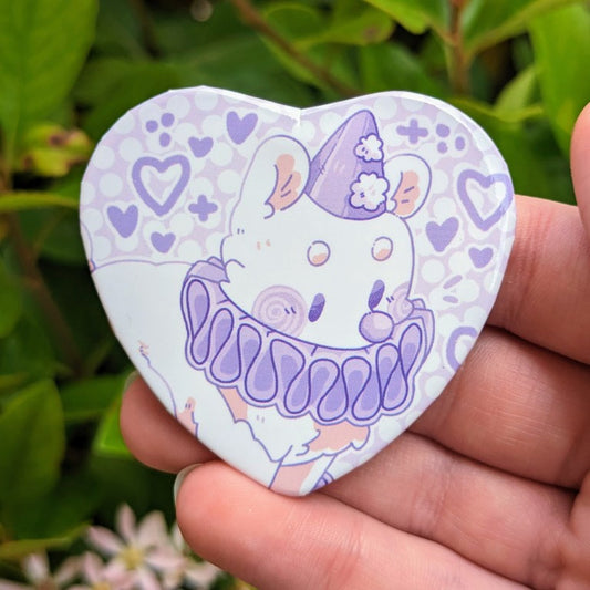 Clown Bear Large Heart Buttons