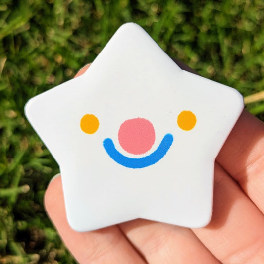 Silly Clown Face Large Star Button