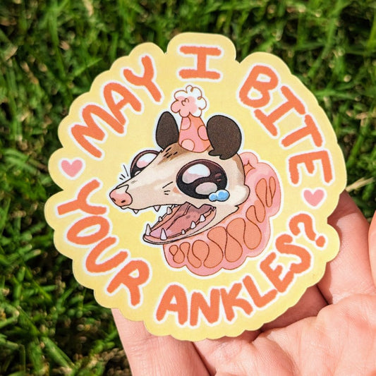 May I Bite Your Ankles Party Possum Sticker