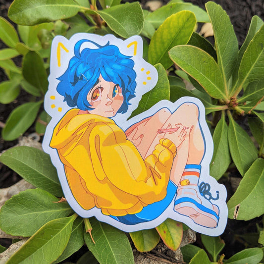 Blue Haired Girl Sticker