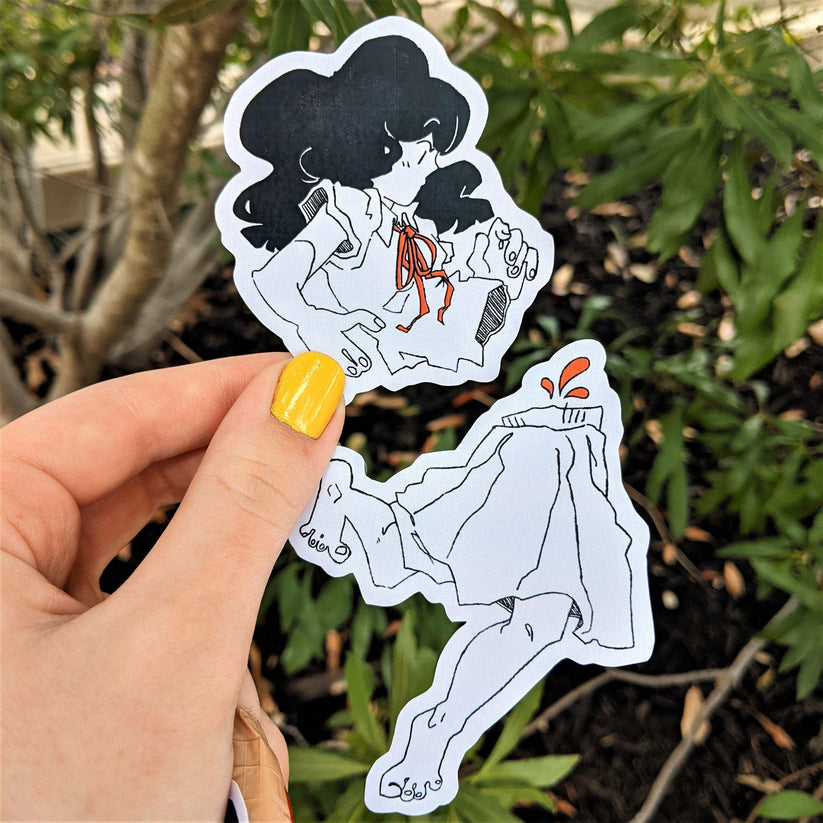 Floating Split Girl Sticker – Milky Tomato