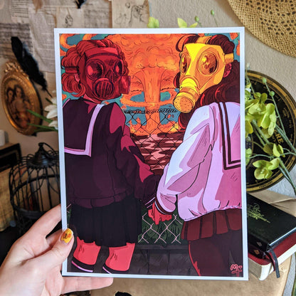 Gas Mask Girls 8.5x11 Glossy Print