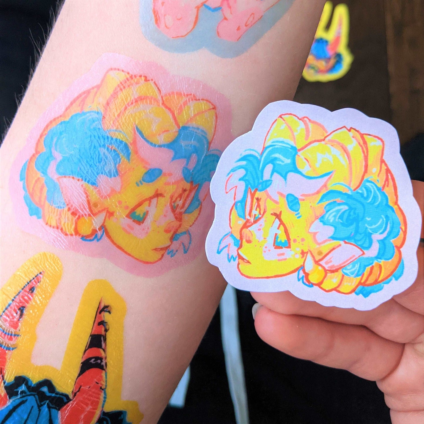 Mini Yellow Demon Girl Temporary Tattoos